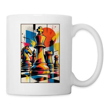 Pop Art schachmotiv - Geschnk für Schachspieler - Tasse - Weiß - Rechts