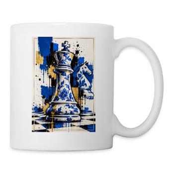 Schachfigur im Porzellan Design - Geschenk Schach - Tasse - Weiß - Rechts