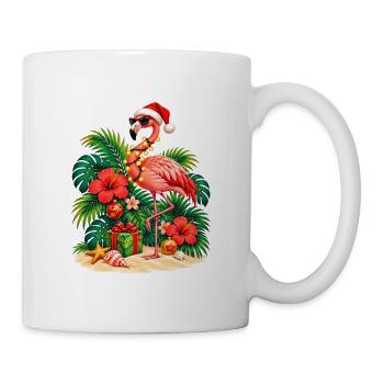 Santa Hat Flamingo – Rosa tropisches Weihnachten - Tasse - Weiß - Rechts