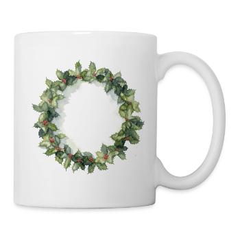 Wasserfarbener Christkranz - Tasse - Weiß - Rechts