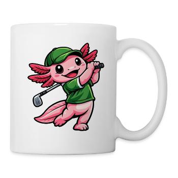 Axolotl beim Golf – Süßer kleiner Golfprofi - Tasse - Weiß - Rechts