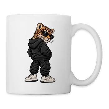Leopard im Streetstyle – Urbaner Wildkatzenlook - Tasse - Weiß - Rechts