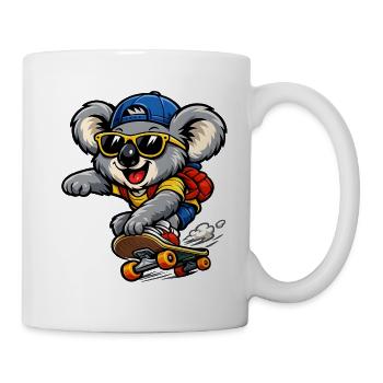 Koala beim Skateboarding – Cooler Skater - Tasse - Weiß - Rechts