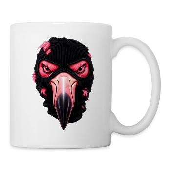 Flamingo mit Sturmhaube – Frecher Streetstyle - Tasse - Weiß - Rechts