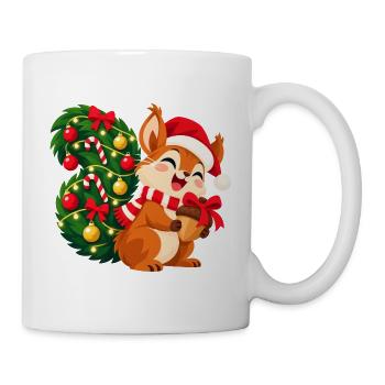 Weihnachtliches Eichhörnchen  - Tasse - Weiß - Rechts