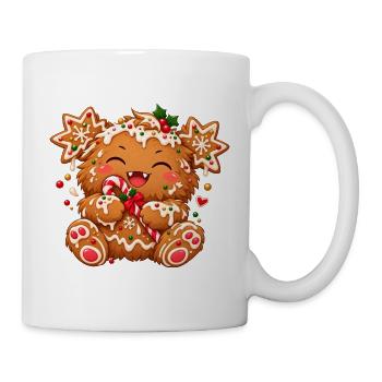 Niedliches Weihnachtsmonster mit Zuckerstange  - Tasse - Weiß - Rechts