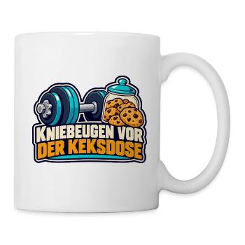 Kraftsport – Kniebeugen vor der Keksdose - Tasse - Weiß - Rechts