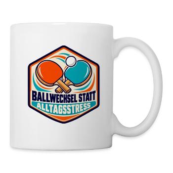 Tischtennis – Ballwechsel statt Alltagsstress - Tasse - Weiß - Rechts