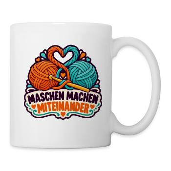 Häkelrunde – Maschen machen Miteinander - Tasse - Weiß - Rechts