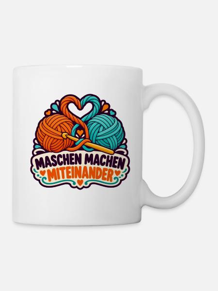 Häkelrunde – Maschen machen Miteinander - Tasse - Weiß