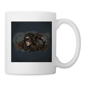 Maskerade-Frau und mechanischer Rabe - Tasse - Weiß - Rechts