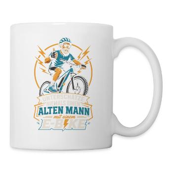E-Bike Spruch alter Mann Geschenk - Tasse - Weiß - Rechts
