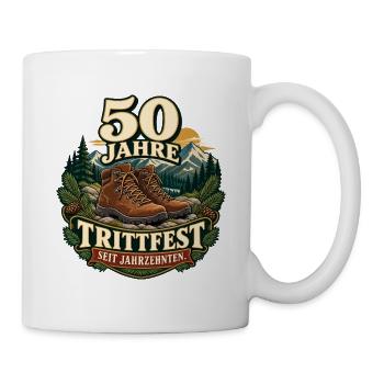 50 Jahre Trittfest Wandern - Tasse - Weiß - Rechts