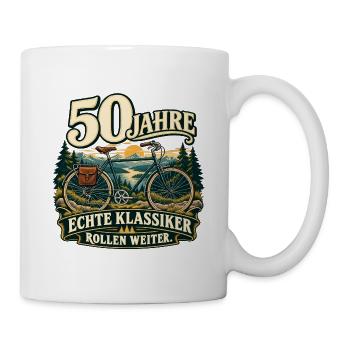 50 Jahre Echte Klassiker Fahrrad - Tasse - Weiß - Rechts