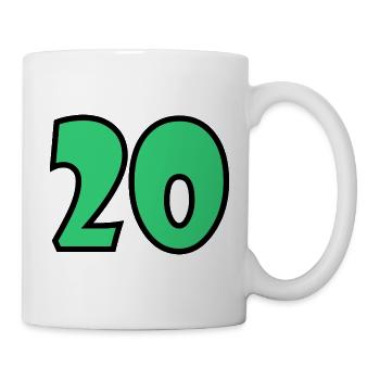 20. 20. JAHRESTAG. 20-JÄHRIGES JUBILÄUM. 20 JAHRE. - Tasse - Weiß - Rechts