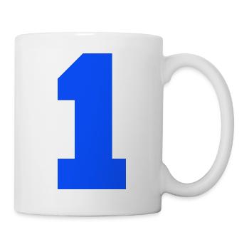 Blaues 1er-Design - Tasse - Weiß - Rechts