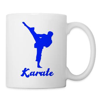 Karate Silhouette Blau - Tasse - Weiß - Rechts
