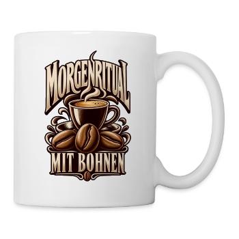 Morgenritual mit Bohnen – Kaffee Liebe Vintage - Tasse - Weiß - Rechts