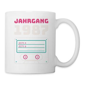 Jahrgang 1987 Kassette - Tasse - Weiß - Rechts