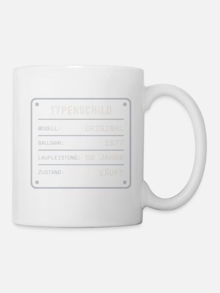 Baujahr 1977 Typenschild - Tasse - Weiß