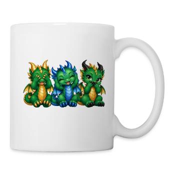 Drei weise Drachen – Nichts sehen hören sagen - Tasse - Weiß - Rechts