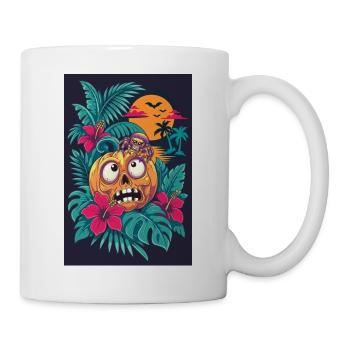 Skelett-Kürbis und tropischer Mond - Tasse - Weiß - Rechts