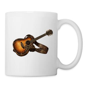 Akustikgitarre – Rustikale Vintage Musik Kunst - Tasse - Weiß - Rechts