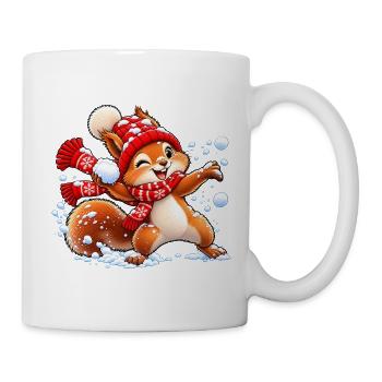 Eichhörnchen im Schnee – Süßer Winterspaß - Tasse - Weiß - Rechts