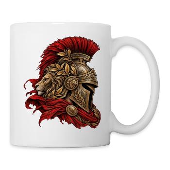 Römischer Krieger mit Löwenhelm – Antike Kunst - Tasse - Weiß - Rechts