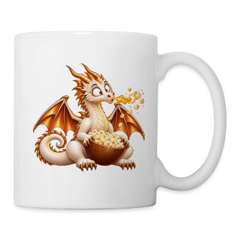 Popcorn-Drache – Feuer frei für den Filmabend - Tasse - Weiß - Rechts