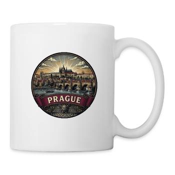 Prager Reiseabzeichen Charles Bridge Vintage-Geschenk - Tasse - Weiß - Rechts