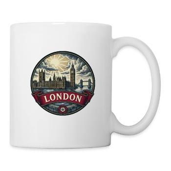 London UK Reiseabzeichen Big Ben Vintage Souvenir - Tasse - Weiß - Rechts