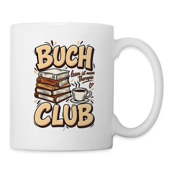 Buchclub – Lesen ist meine Therapie Bücherliebe - Tasse - Weiß - Rechts