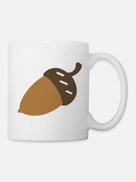 Eichel Pflanze Illustration Geschenkidee - Tasse - Weiß
