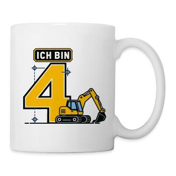 4. Geburtstag Bagger Baustelle - Tasse - Weiß - Rechts