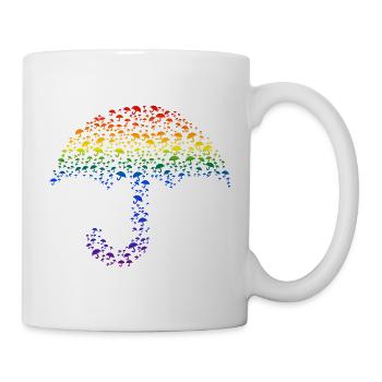 Regenschirm Silhouette Regenbogen - Tasse - Weiß - Rechts