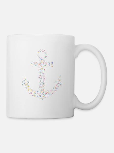 Anker aus Fischen Bunt - Tasse - Weiß