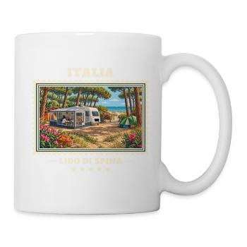 Italien Lido di Spina Camping Vintage Reisemarke - Tasse - Weiß - Rechts