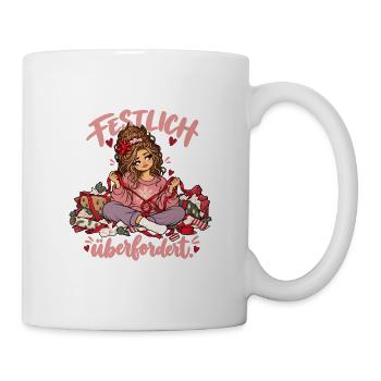 Lustiger Weihnachsspruch - festlich überfordert - Tasse - Weiß - Rechts