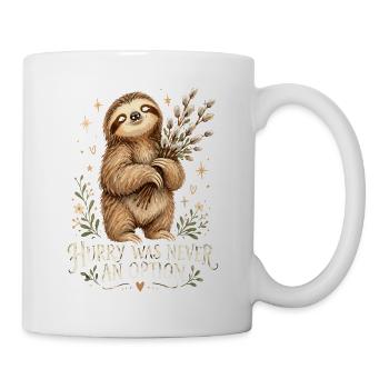 Faultierheld mit Zweigen - Tasse - Weiß - Rechts