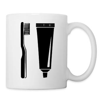 Zahnbürste mit Zahnpasta Zahnarzt Geschenk  - Tasse - Weiß - Rechts