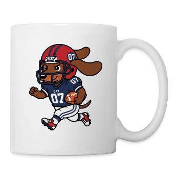 Niedliches Kawaii-Dackel Fußballspieler-Trikot - Tasse - Weiß - Rechts