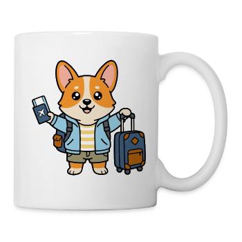 Niedlicher Kawaii Corgi World Traveler Hundepass - Tasse - Weiß - Rechts