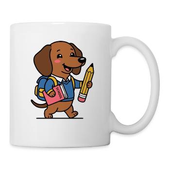 Süßes Kawaii-Dackel-Bleistiftbuch zurück in die Schule - Tasse - Weiß - Rechts