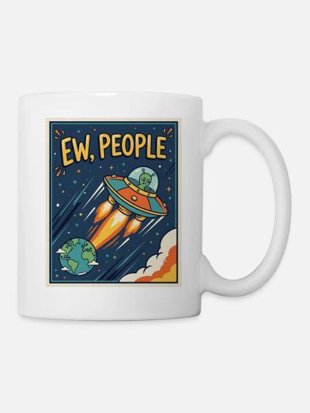 EW, Leute UFO-Cartoon - Tasse - Weiß