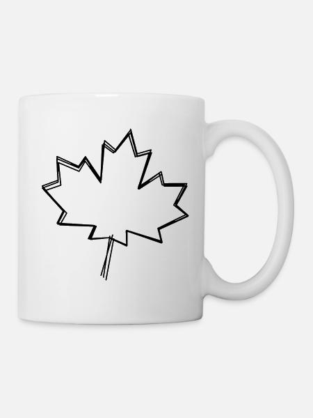 Ahornblatt handgezeichnet - Tasse - Weiß
