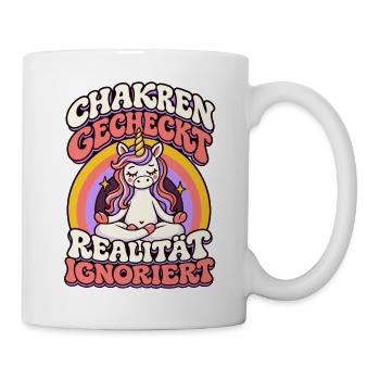 Yoga Einhorn – Chakren gecheckt - Tasse - Weiß - Rechts