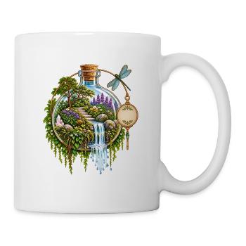Gartenflasche: Wasserfall im Zauberwald - Tasse - Weiß - Rechts