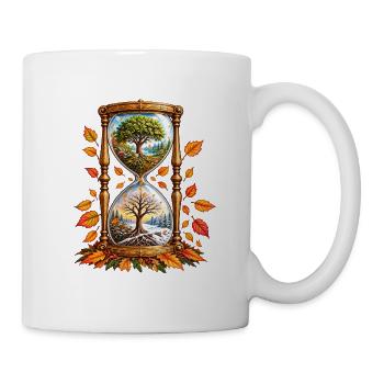 Jahreszeiten im Sanduhrrahmen - Tasse - Weiß - Rechts