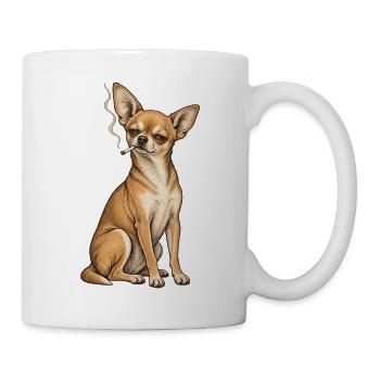 Chihuahua-Zigarette rauchend – Tough Chihuahua-Papa - Tasse - Weiß - Rechts